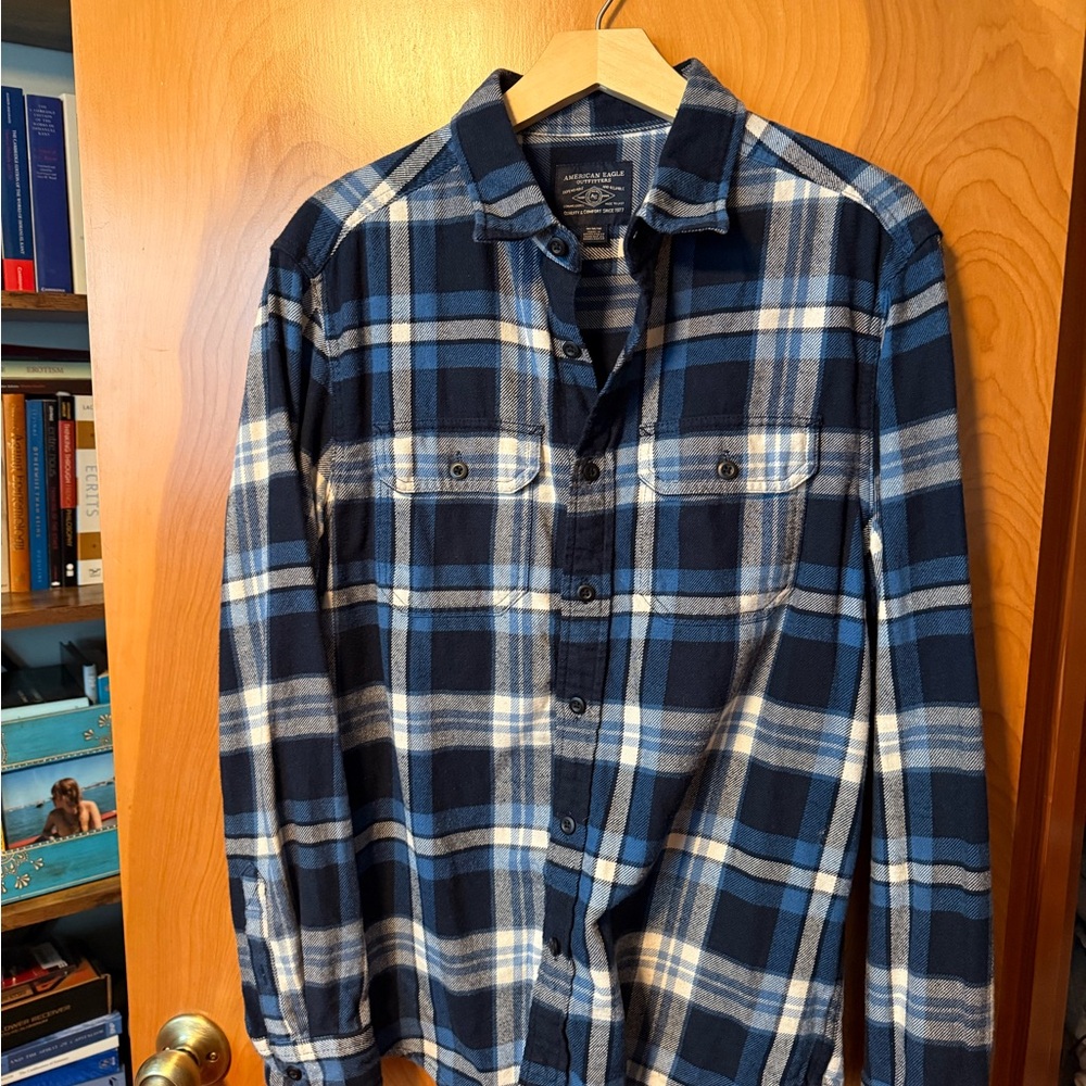 American Eagle Blue Plaid Men's Shirt